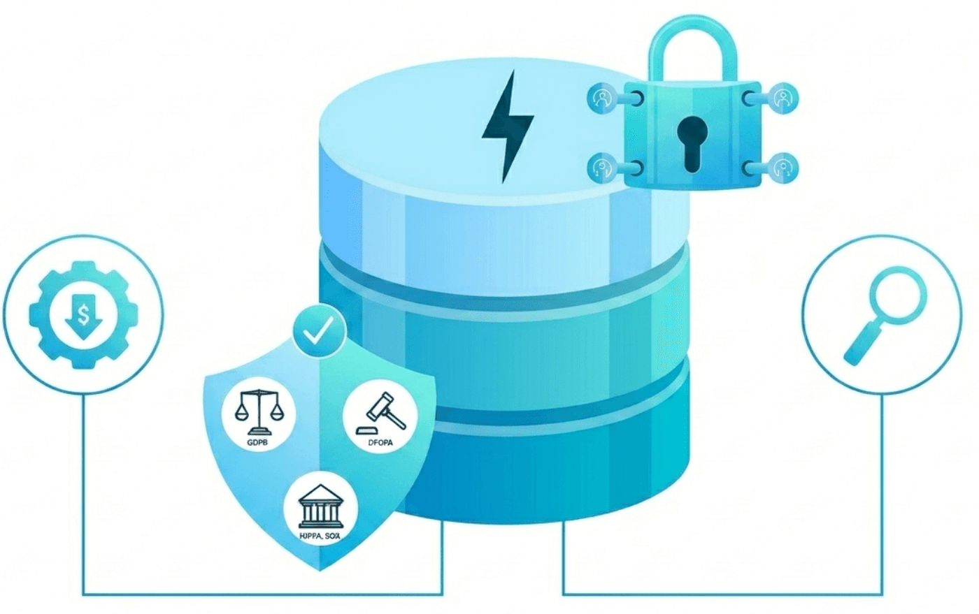 Secure server infrastructure representing encrypted financial data storage and compliance